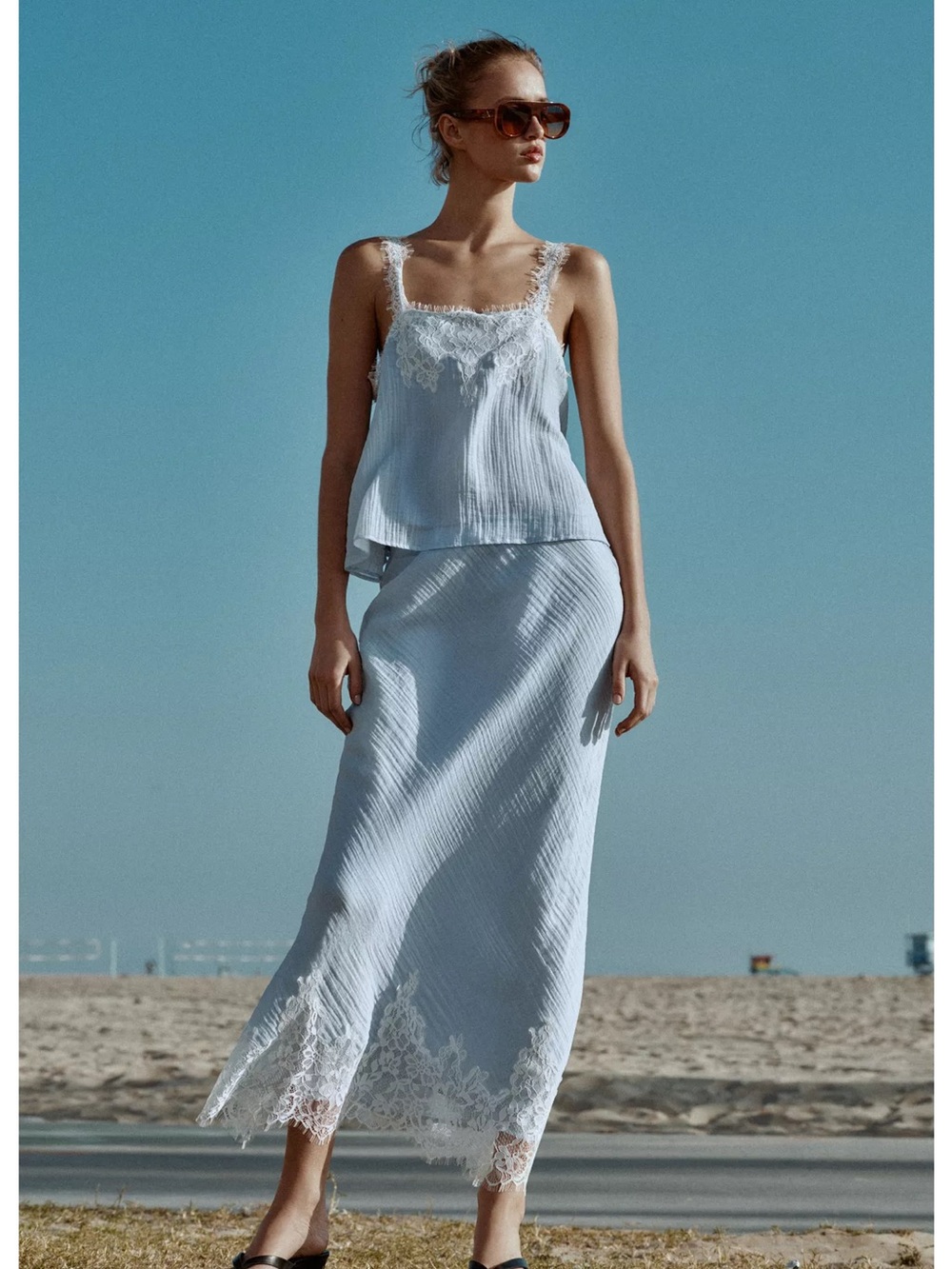 ZARA LACE MIDI SKIRT